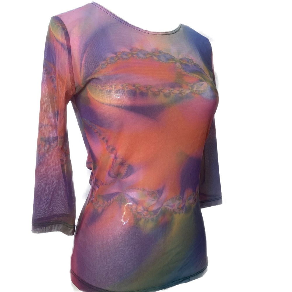 ❌SOLD 90’s Sheer Mesh Top - Picture 2 of 4